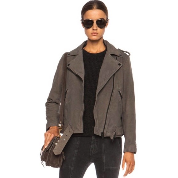 Current/Elliott Jackets & Blazers - Current Elliot The Prospect Leather Biker Jacket in Castle